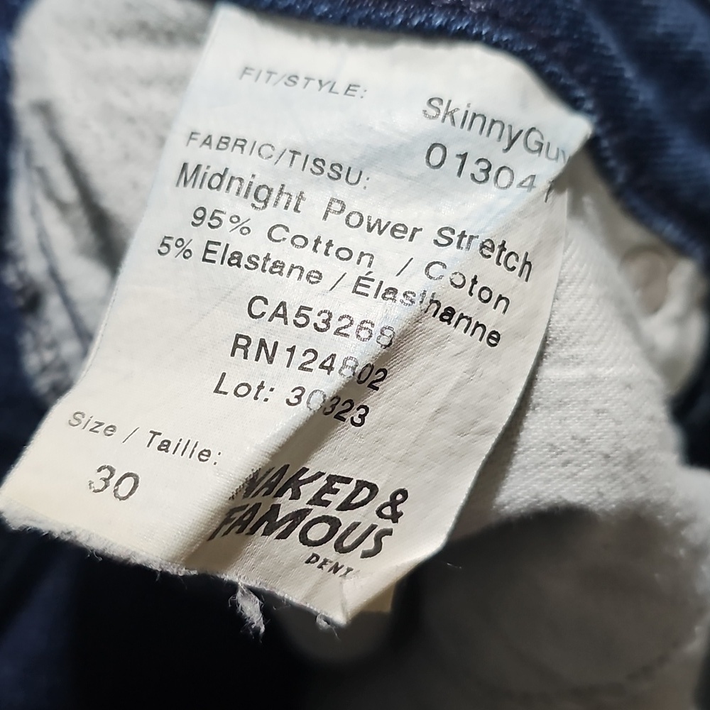 Naked & Famous Denim Skinny Guy Dark Blue Power Stretch Jeans Size 30x34 - Picture 5 of 8